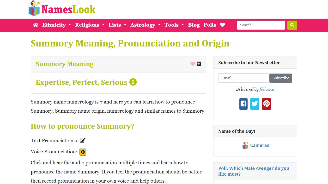 Summory Meaning, Pronunciation, Origin and Numerology - NamesLook